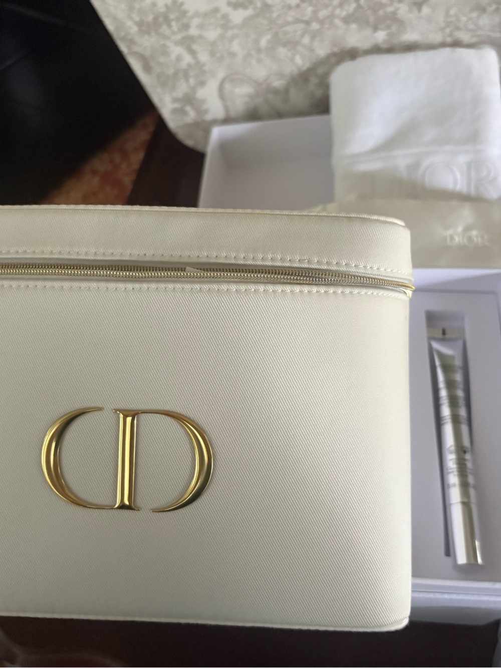 NWT Dior vanity case, towel, headband and hyalushot.